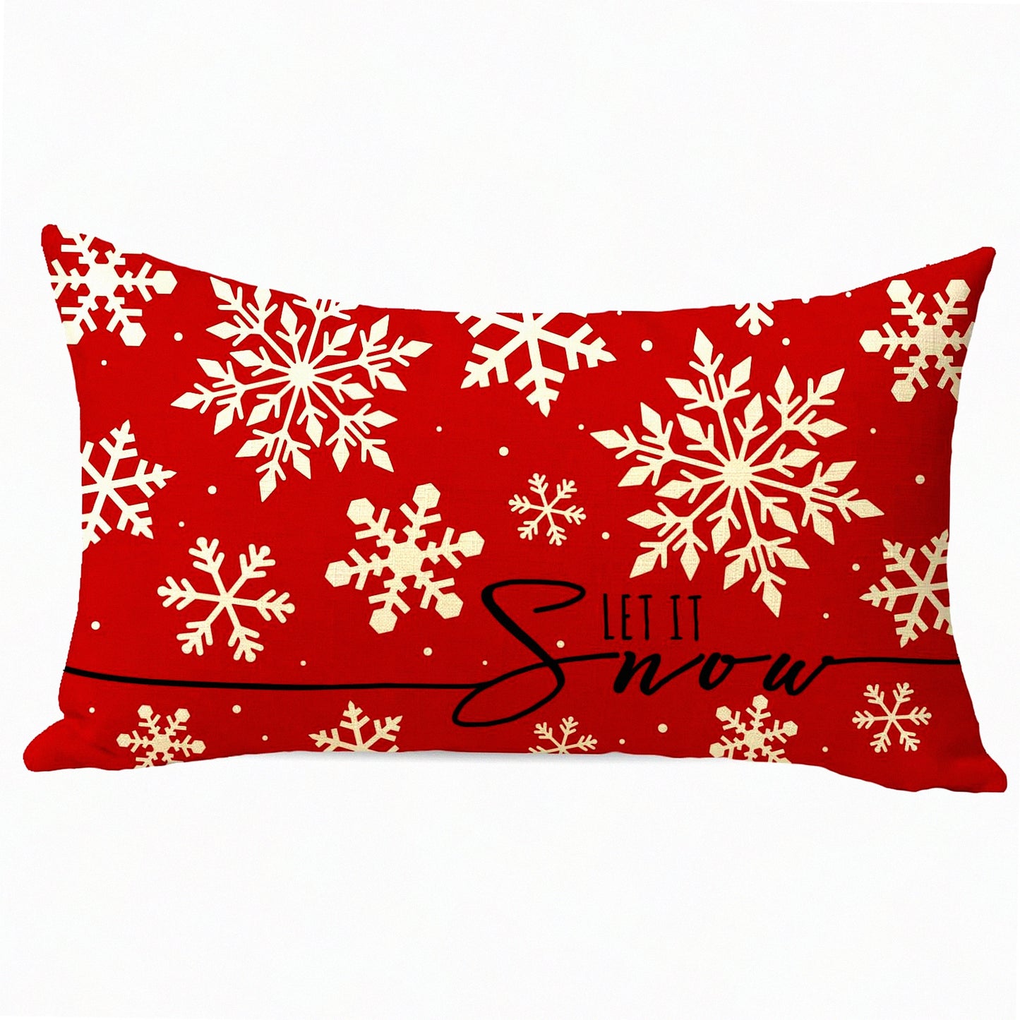 Winter Wonderland Lumbar Pillow Cover - Festive Snowflake Decorative Cushion Case for Sofa - Let It Snow Holiday Home Decoration - 12 x 20 inches