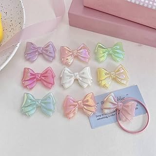 100 Rainbow Color Acrylic Bow Beads for Jewelry Making