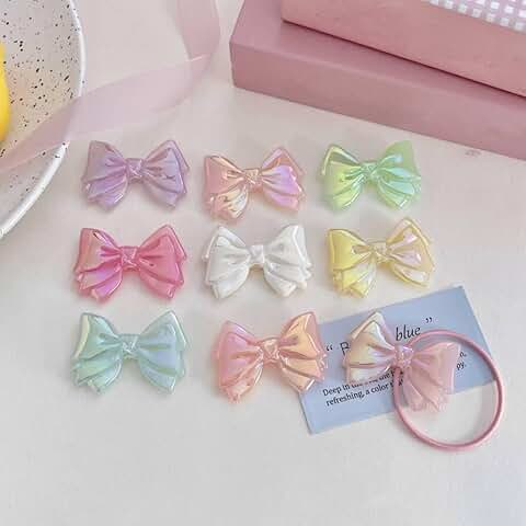 100 Rainbow Color Acrylic Bow Beads for Jewelry Making