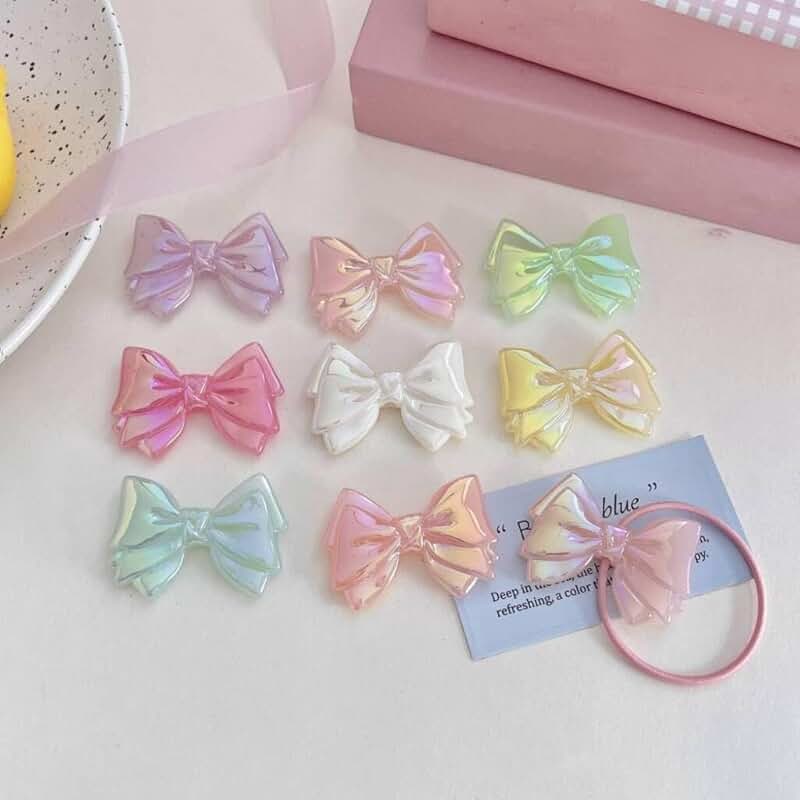 100 Rainbow Color Acrylic Bow Beads for Jewelry Making