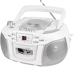 Portable CD and radio boombox with cassette and headphone jack