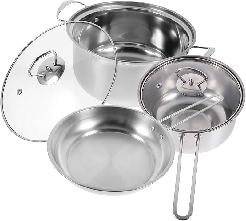 Stainless Steel Cookware Set with Soup and Milk Pots