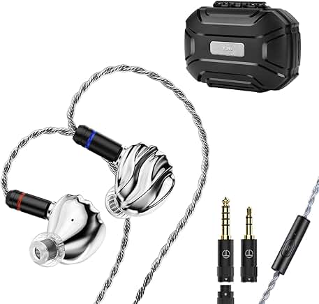 Silver wired earbuds with mic and detachable cable