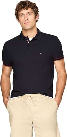 Men's Short Sleeve Casual Polo Shirt with Stretch and Cuffs