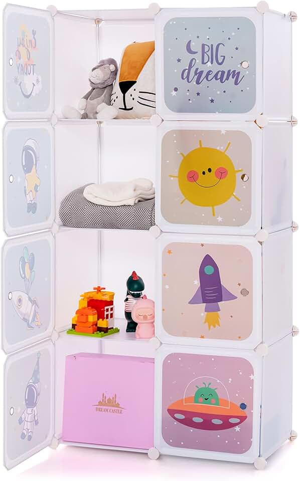 Children's Wardrobe with Doors and Storage Compartments
