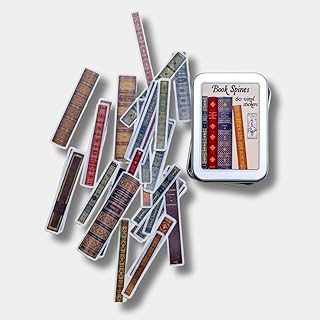 Book Spine Sticker Tin Box with 60 Stickers
