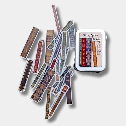 Book Spine Sticker Tin Box with 60 Stickers