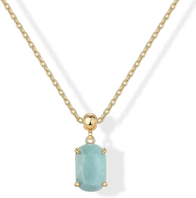 Gold Charm Necklace with Gemstone Pendant for Women