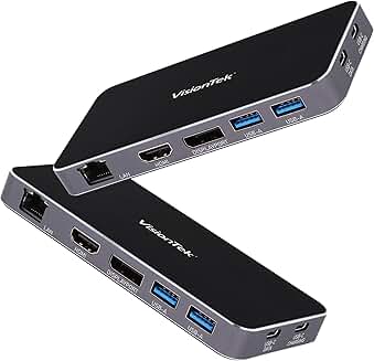 Portable USB-C Dual Monitor Hub with Ethernet and USB-A