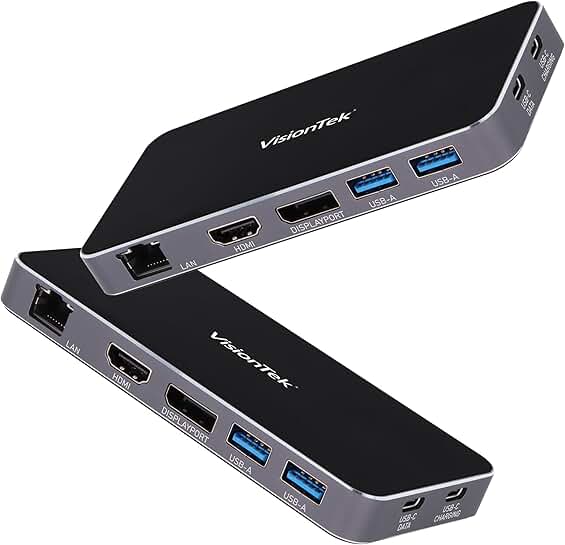 Portable USB-C Dual Monitor Hub with Ethernet and USB-A