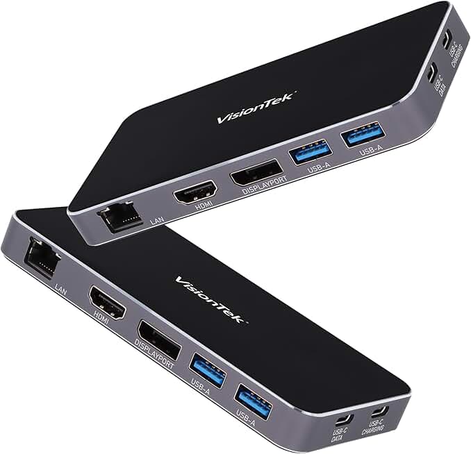 Portable USB-C Dual Monitor Hub with Ethernet and USB-A