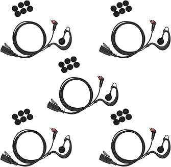 G Shape 5 Pack Earpiece with Mic for Walkie Talkies