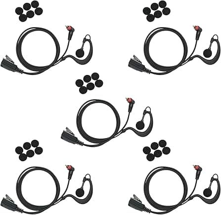 G Shape 5 Pack Earpiece with Mic for Walkie Talkies