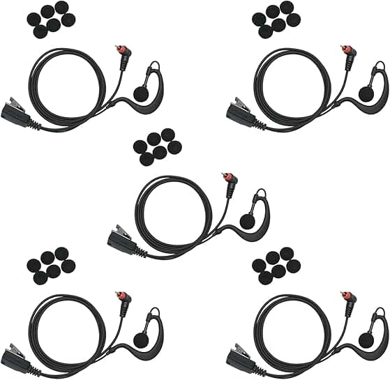 G Shape 5 Pack Earpiece with Mic for Walkie Talkies