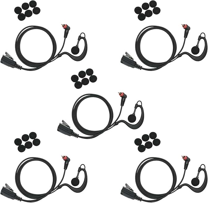 G Shape 5 Pack Earpiece with Mic for Walkie Talkies