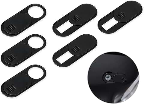 Black 6-Pack Camera Cover Slide for Car and Webcam Privacy