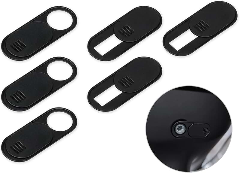 Black 6-Pack Camera Cover Slide for Car and Webcam Privacy