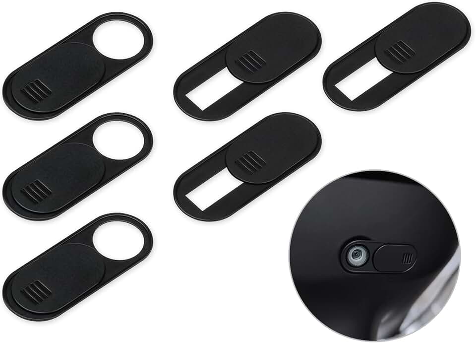 Black 6-Pack Camera Cover Slide for Car and Webcam Privacy