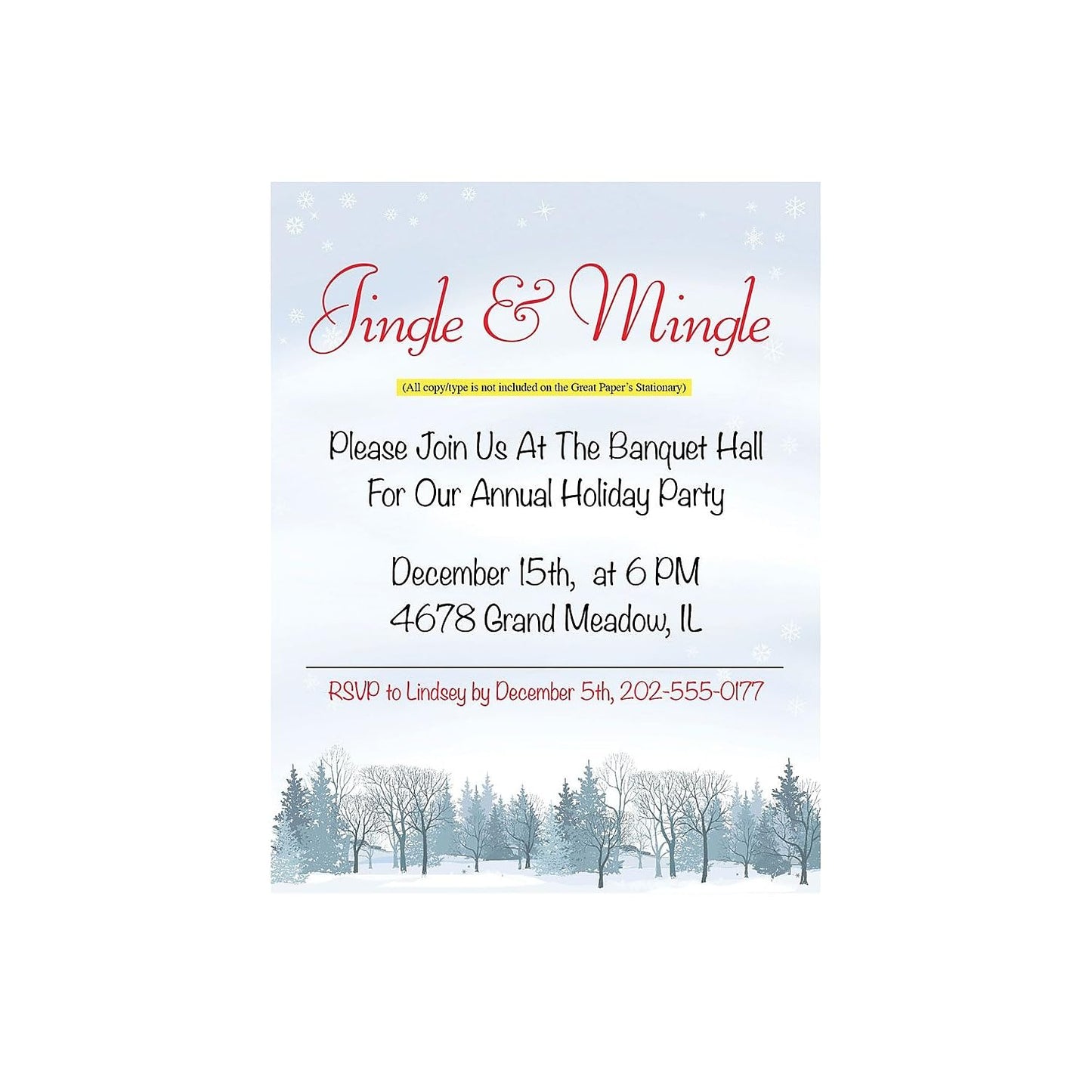 Winter Wonderland Letterhead, 80 sheets, 11" x 8.5"