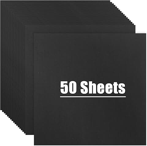 Black 12x12 Cardstock, 50 Sheets for Crafts and Scrapbooking