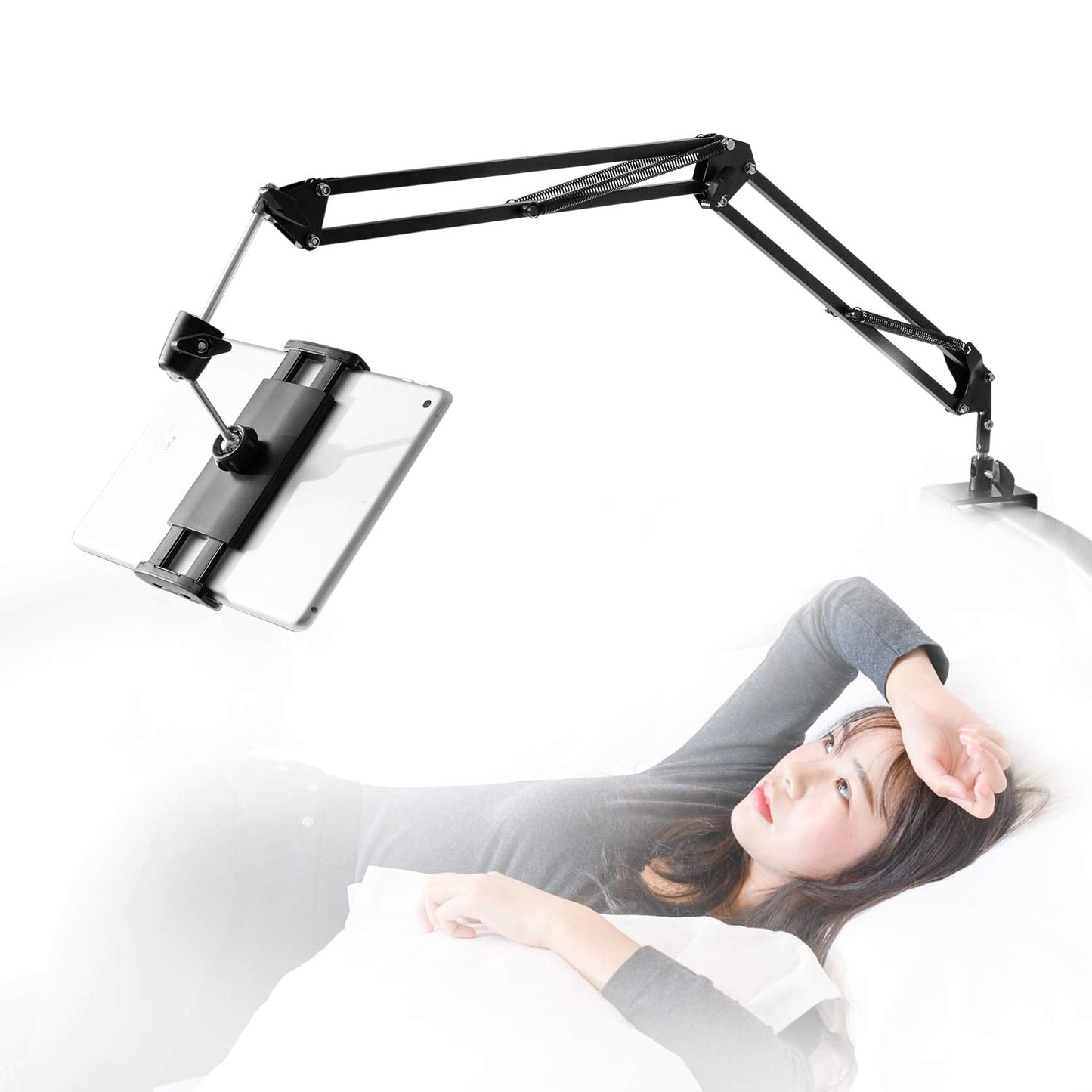 Tablet Stand for Bed,360 Degree Rotating Bed Tablet Mount Holder Stand with Aluminum Arm for iPad,iPhoneXS,N-Switch, Kindle ,or Other 4~11 inch Devices