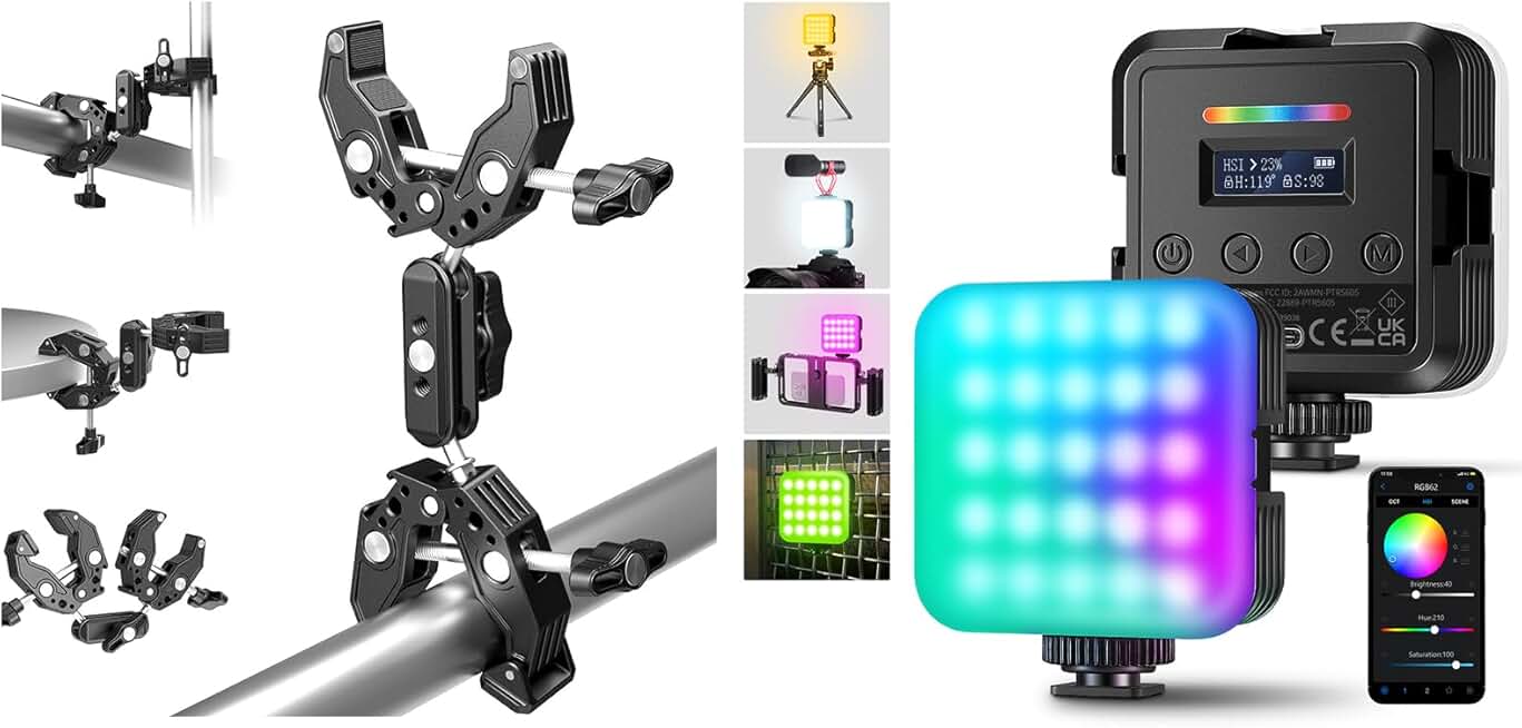 Double Super Clamp with Magic Arm for Photography and Lighting
