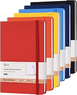 Set of 6 A5 hardcover lined notebooks, 200 pages each