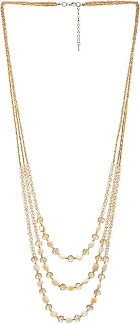 Three-Strand Champagne Crystal Bead Necklace