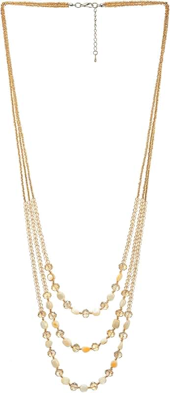 Three-Strand Champagne Crystal Bead Necklace