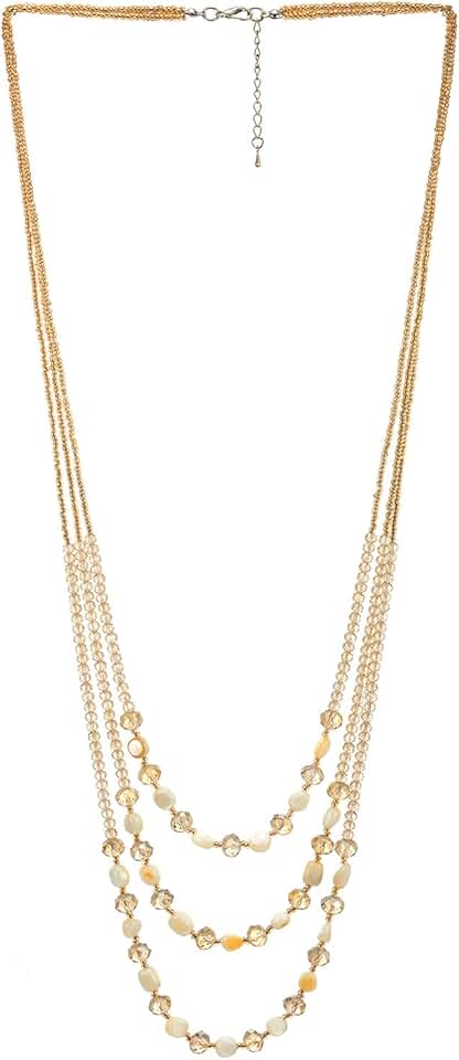 Three-Strand Champagne Crystal Bead Necklace