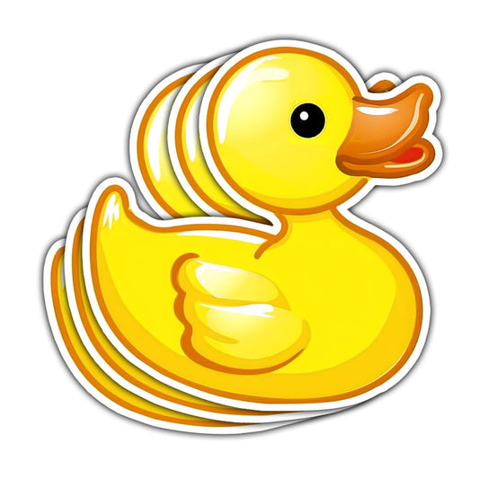 Set of three yellow duck stickers, 3-inch vinyl decals
