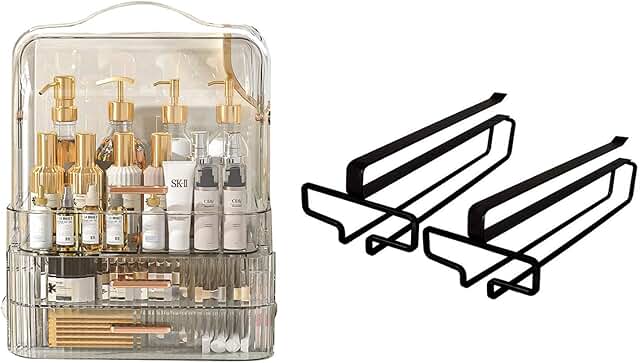Black Cosmetics and Wine Glass Storage Box Set