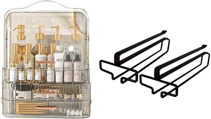 Black Cosmetics and Wine Glass Storage Box Set