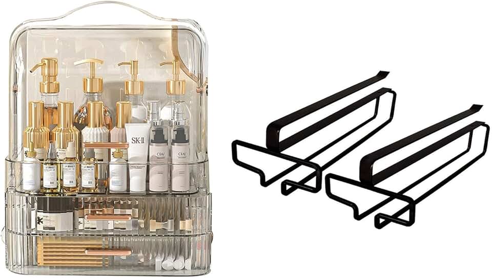 Black Cosmetics and Wine Glass Storage Box Set