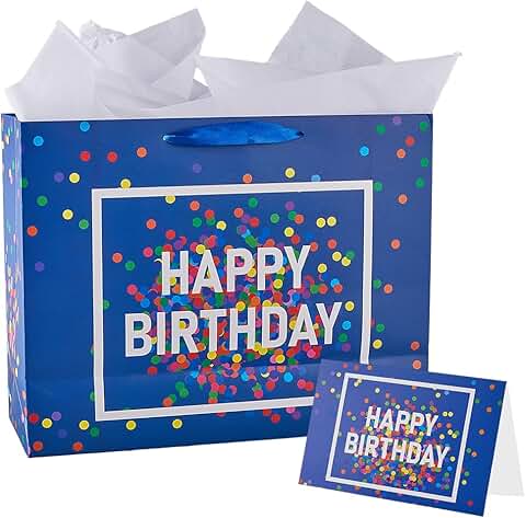 Large Colorful Dots Birthday Gift Bag with Handle