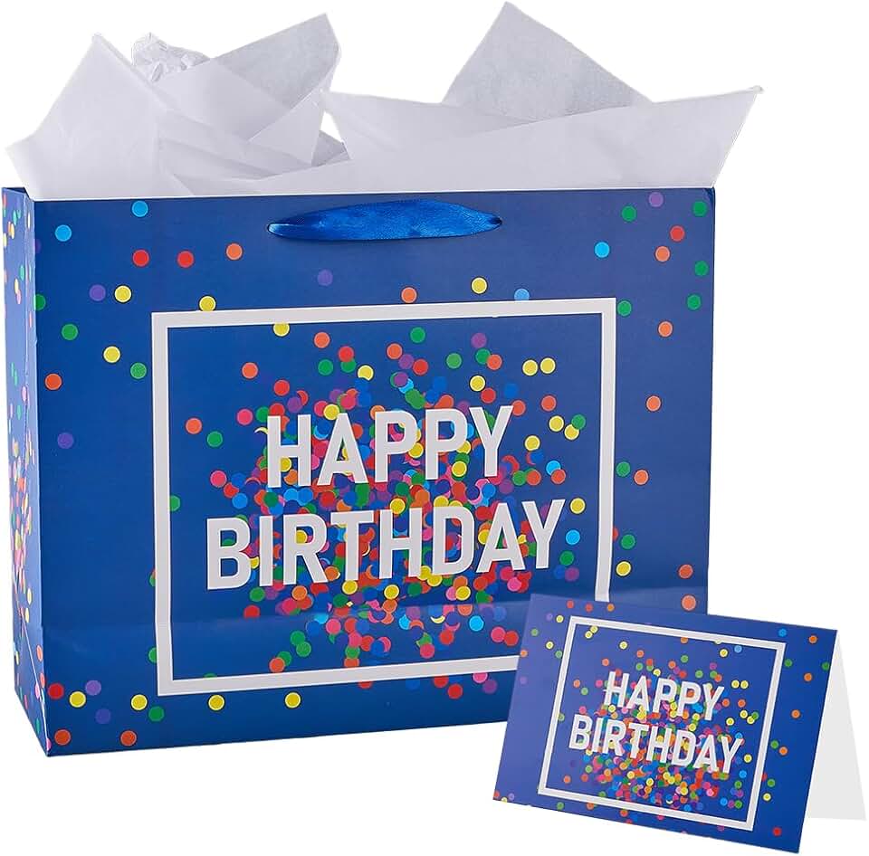 Large Colorful Dots Birthday Gift Bag with Handle