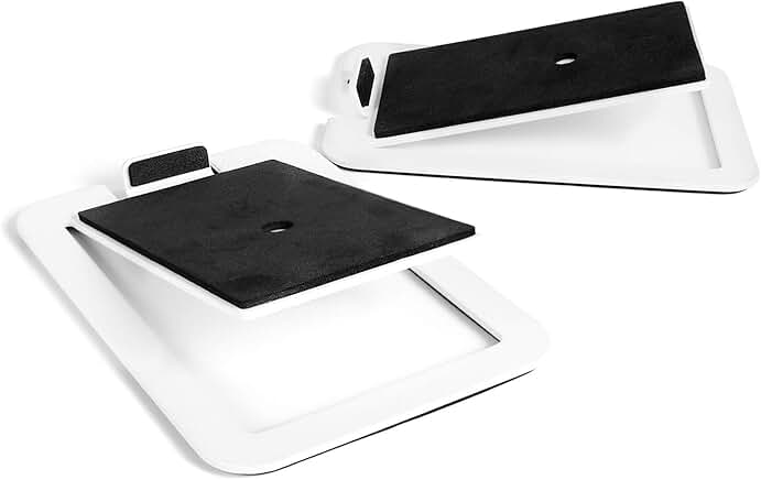 Tilted desktop speaker stands for medium bookshelf and studio monitors