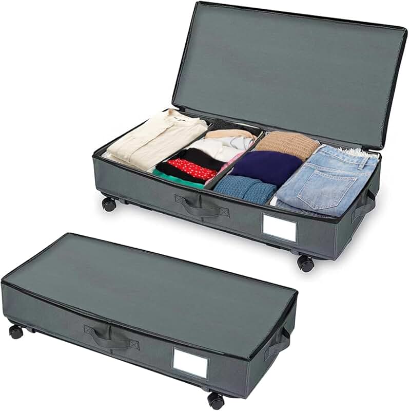 Under Bed Storage Containers with Wheels and Labels (2 Pack)