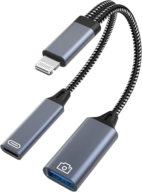 Lightning to USB Camera Adapter with Charging Port