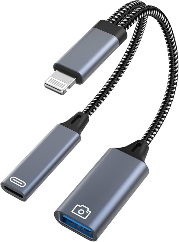 Lightning to USB Camera Adapter with Charging Port