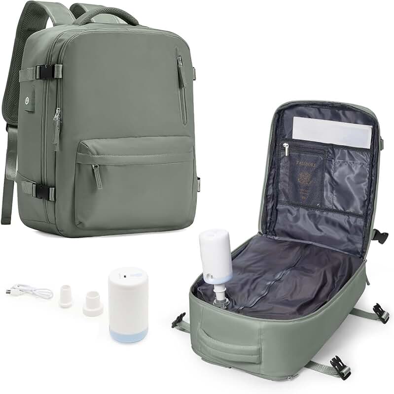 Travel Backpack with Air Pump and Waterproof Compression Bags