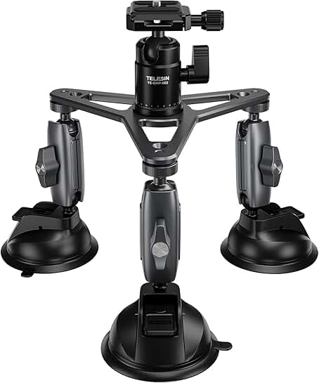 Triple Suction Cup Car Mount with 360° Ball Head