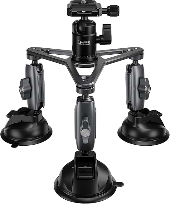 Triple Suction Cup Car Mount with 360° Ball Head