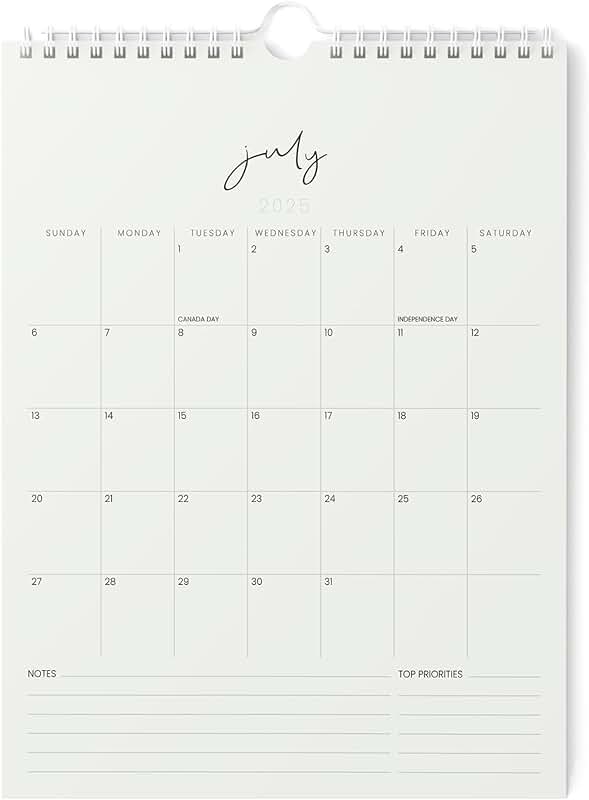 Vertical 2025-2026 Wall Calendar, 8.5x11 inches