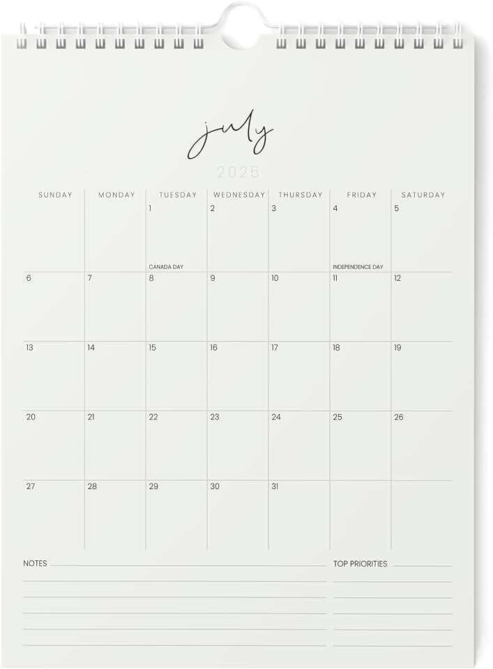 Vertical 2025-2026 Wall Calendar, 8.5x11 inches