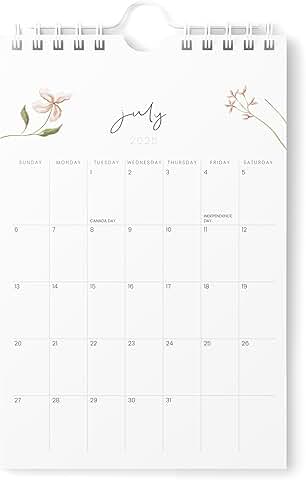 Mini Wall Calendar 2025-2026 with Floral Design