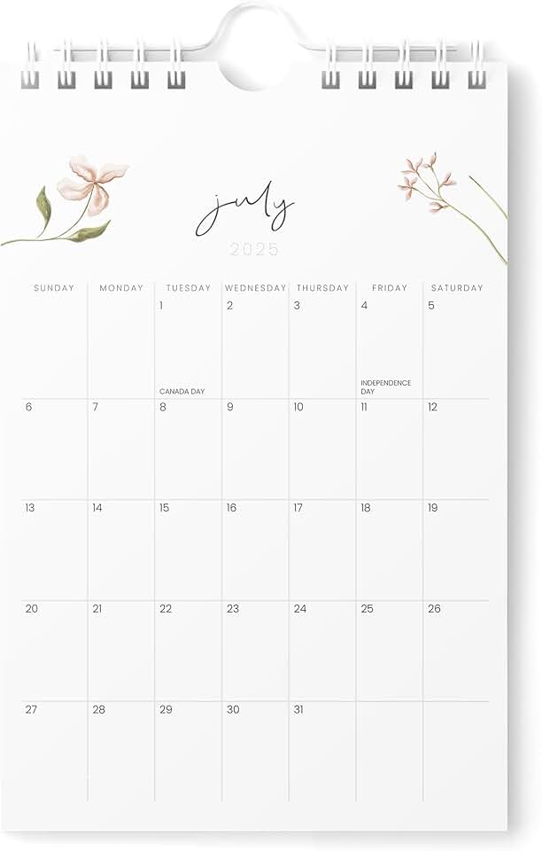 Mini Wall Calendar 2025-2026 with Floral Design