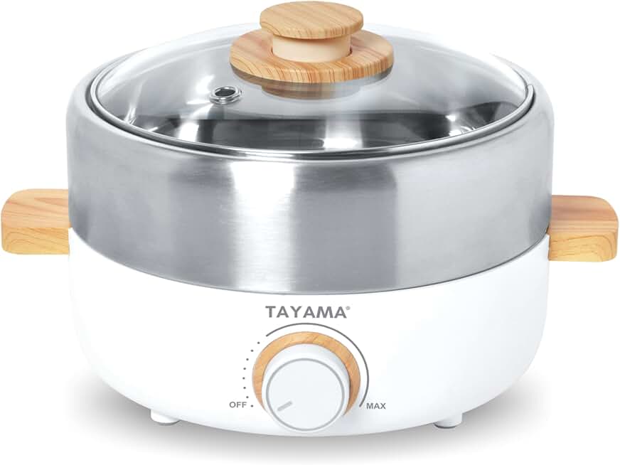 2.5 Quart White Electric Nonstick Multi-Cooker with Hot Pot and Grill