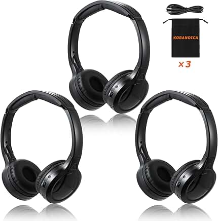 Wireless infrared headphones for car DVD system (3-pack)