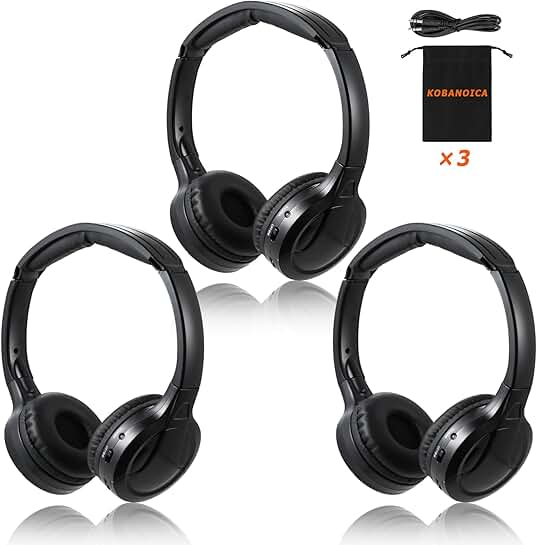 Wireless infrared headphones for car DVD system (3-pack)